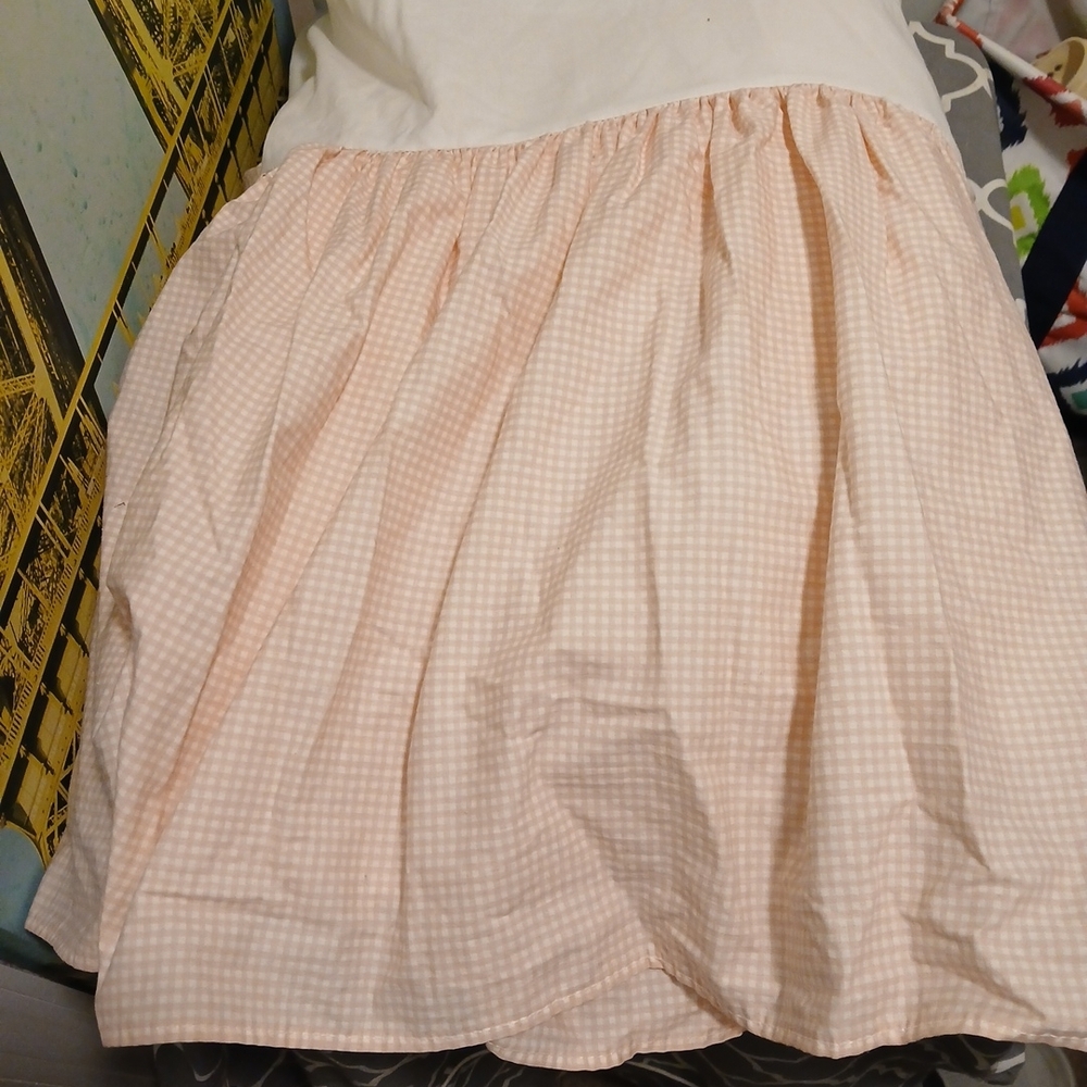 Ralph Lauren Light Pink Gingham Cotton Bed Skirt Bedding